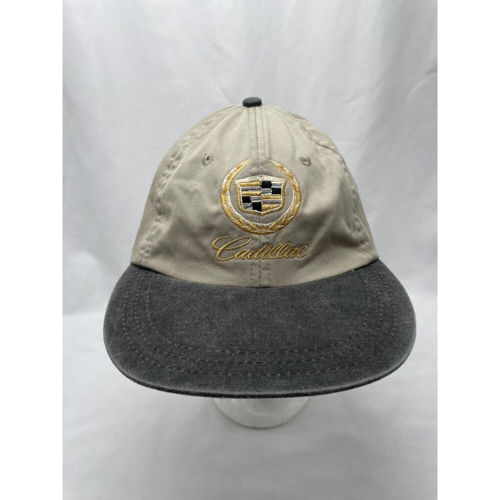 Vintage Cadillac 90s Tan Adjustable Strapback Hat Head Shot‎ KC Caps